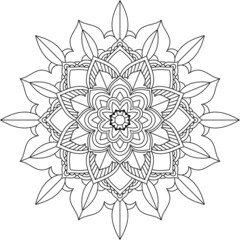 Easy Mandala coloring book simple and basic for beginners, seniors and children. Set of Mehndi flower pattern for Henna drawing and tattoo. Decoration in ethnic oriental, Indian style.