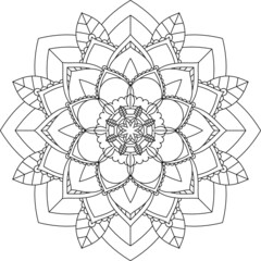 Easy Mandala coloring book simple and basic for beginners, seniors and children. Set of Mehndi flower pattern for Henna drawing and tattoo. Decoration in ethnic oriental, Indian style.