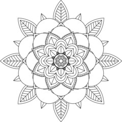Easy Mandala coloring book simple and basic for beginners, seniors and children. Set of Mehndi flower pattern for Henna drawing and tattoo. Decoration in ethnic oriental, Indian style.