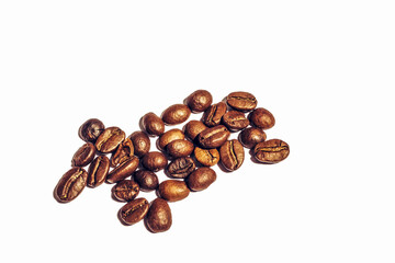 Naklejka premium Fresh roasted Coffee beans isolated on white background with copy space.