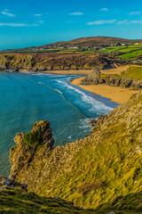 Three Cliffs and Pobbles from the East, Gower, Wales, UK