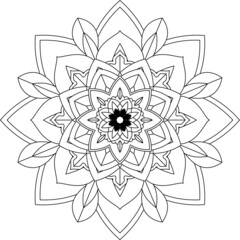 Easy Mandala coloring book simple and basic for beginners, seniors and children. Set of Mehndi flower pattern for Henna drawing and tattoo. Decoration in ethnic oriental, Indian style.