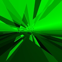 linear stripes in shaders of neon green geometric patterns on black background towards vanishing point