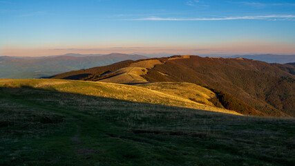 Hiking trail at Pratomagno mountain range in the Tuscany