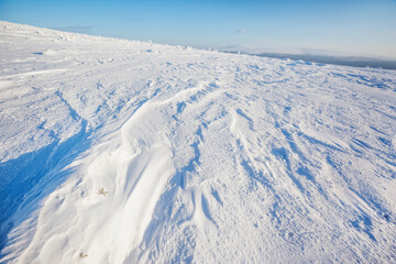 Fototapeta na wymiar Snow on Manpupuner plateau, Komi Republic, Russia
