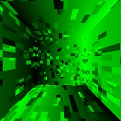 neon green geometric symmetric patterns on black background 