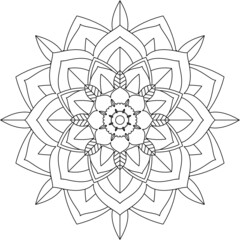 Easy Mandala coloring book simple and basic for beginners, seniors and children. Set of Mehndi flower pattern for Henna drawing and tattoo. Decoration in ethnic oriental, Indian style.