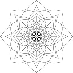 Easy Mandala coloring book simple and basic for beginners, seniors and children. Set of Mehndi flower pattern for Henna drawing and tattoo. Decoration in ethnic oriental, Indian style.