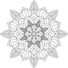 Easy Mandala coloring book simple and basic for beginners, seniors and children. Set of Mehndi flower pattern for Henna drawing and tattoo. Decoration in ethnic oriental, Indian style.