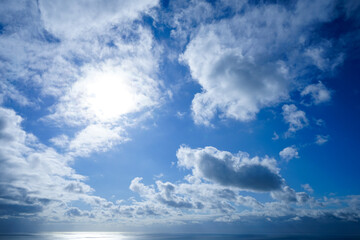 Obraz premium beautiful blue sky with fluffy white clouds