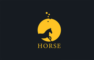 O yellow horse alphabet letter logo icon with stallion shape inside. Creative design for company and business