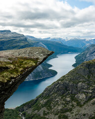 Naklejka na ściany i meble Hike to Trolltunga, Odda, Sørfjord Norwegen, Scandinavia, 14km hike