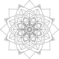 Fototapeta premium Easy Mandala coloring book simple and basic for beginners, seniors and children. Set of Mehndi flower pattern for Henna drawing and tattoo. Decoration in ethnic oriental, Indian style.