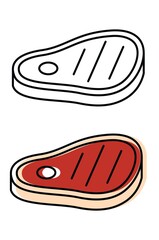 Excellent steak. Top quality femer products. Vector icons in flat style