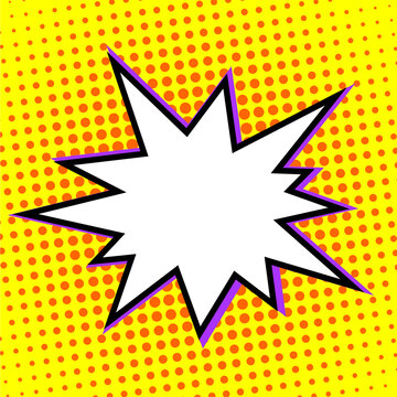 Explosion flash in pop art style. Template with blank space. Vector cartoon illustration on a yellow background.