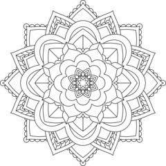 Fototapeta premium Easy Mandala coloring book simple and basic for beginners, seniors and children. Set of Mehndi flower pattern for Henna drawing and tattoo. Decoration in ethnic oriental, Indian style.