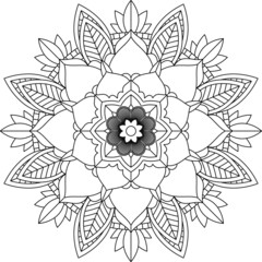 Easy Mandala coloring book simple and basic for beginners, seniors and children. Set of Mehndi flower pattern for Henna drawing and tattoo. Decoration in ethnic oriental, Indian style.