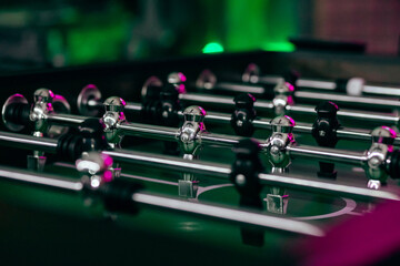 Table soccer game. Selective focus