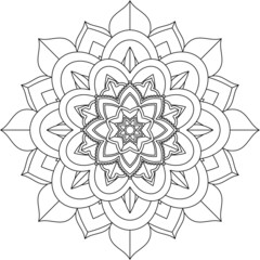 Easy Mandala coloring book simple and basic for beginners, seniors and children. Set of Mehndi flower pattern for Henna drawing and tattoo. Decoration in ethnic oriental, Indian style.