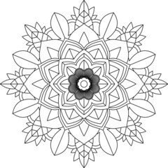 Easy Mandala coloring book simple and basic for beginners, seniors and children. Set of Mehndi flower pattern for Henna drawing and tattoo. Decoration in ethnic oriental, Indian style.