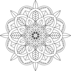 Easy Mandala coloring book simple and basic for beginners, seniors and children. Set of Mehndi flower pattern for Henna drawing and tattoo. Decoration in ethnic oriental, Indian style.