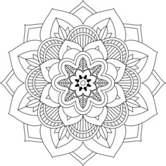 Easy Mandala coloring book simple and basic for beginners, seniors and children. Set of Mehndi flower pattern for Henna drawing and tattoo. Decoration in ethnic oriental, Indian style.