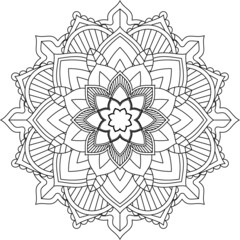Easy Mandala coloring book simple and basic for beginners, seniors and children. Set of Mehndi flower pattern for Henna drawing and tattoo. Decoration in ethnic oriental, Indian style.