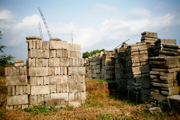 stack of cement brick in industry site