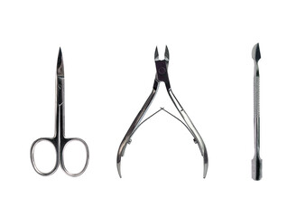 steel manicure scissors on a white background