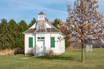 Fototapeta na wymiar Old one room schoolhouse laying abandoned. Princeville, Illinois.