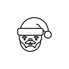 Santa Claus head vector icon. Cute outlined Santa Claus character isolated on white background. Line art.