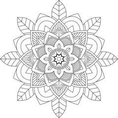 Easy Mandala coloring book simple and basic for beginners, seniors and children. Set of Mehndi flower pattern for Henna drawing and tattoo. Decoration in ethnic oriental, Indian style.