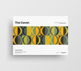 Naklejka premium Creative business abstract horizontal front page vector mock up. Corporate geometric report cover illustration design layout. Company identity brochure template.