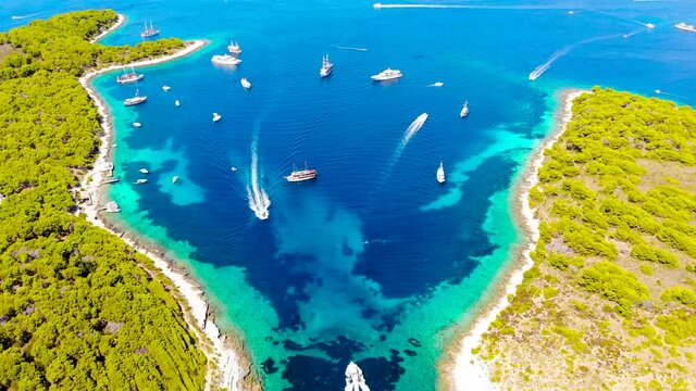Aerial view of Paklinski Islands in Hvar, Croatia
