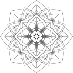 Easy Mandala coloring book simple and basic for beginners, seniors and children. Set of Mehndi flower pattern for Henna drawing and tattoo. Decoration in ethnic oriental, Indian style.