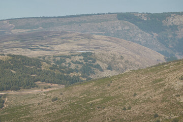 Panoramic views of the Sierra de Guadarrama National Park from the Cuerda Larga path. Madrid's community. Spain