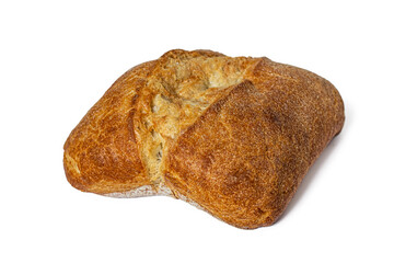 Small ciabatta with a Golden, crisp crust on white
