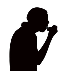 Obraz na płótnie Canvas a girl eating food silhouette vector