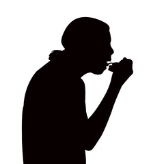 Naklejka na ściany i meble a girl eating food silhouette vector