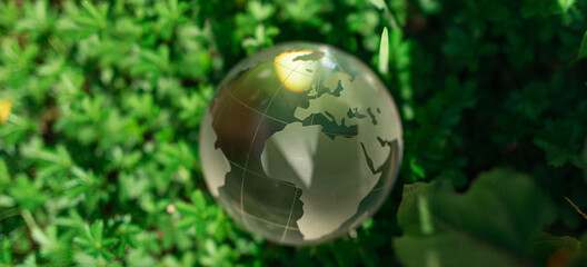 earth green concept glass sphere.