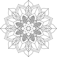 Easy Mandala coloring book simple and basic for beginners, seniors and children. Set of Mehndi flower pattern for Henna drawing and tattoo. Decoration in ethnic oriental, Indian style.
