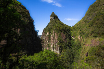 Beautiful nature landscape of the mountains called the region known as the valley of the pyramids, in the region of santa catarina, southern brazil