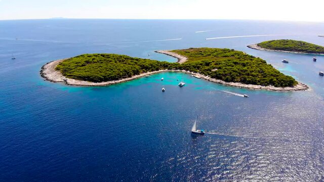 Aerial view of Paklinski Islands in Hvar, Croatia
