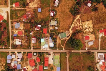 Aerial view of local housing houses in Tuaran