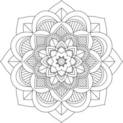 Easy Mandala coloring book simple and basic for beginners, seniors and children. Set of Mehndi flower pattern for Henna drawing and tattoo. Decoration in ethnic oriental, Indian style.