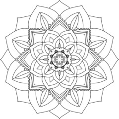 Easy Mandala coloring book simple and basic for beginners, seniors and children. Set of Mehndi flower pattern for Henna drawing and tattoo. Decoration in ethnic oriental, Indian style.
