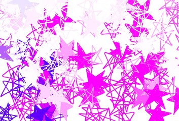 Light Purple, Pink vector layout with bright stars.