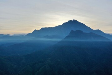 Scenic view of wild tropical jungle mount kinabalu on the Borneo