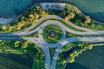 aerial view of roundabout - Birds eye view of Junction 