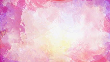 Abstract pink, purple and orange watercolor background with paper texture in 4k resolution. Copy space.